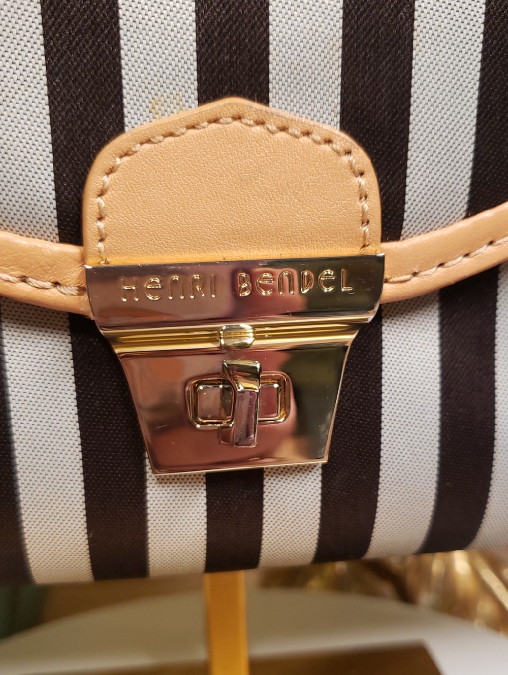 henri bendel Signature West 57 Striped Chain Crossbody w/ Tan Leather Trim NWT! - Picture 10 of 10